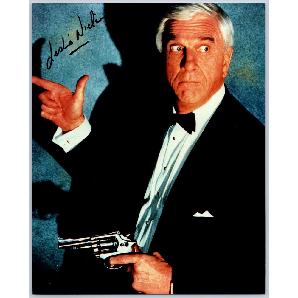 Leslie Nielsen Autographed Photo Comedian Actor Naked Gun Airplane 8x10